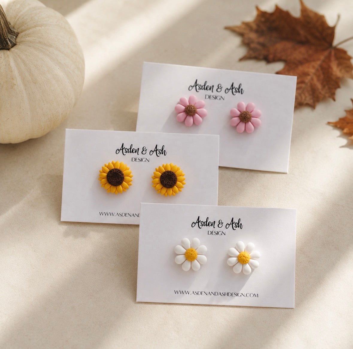 Flower Studs | Pink Daisy | Sunflower | White Daisy