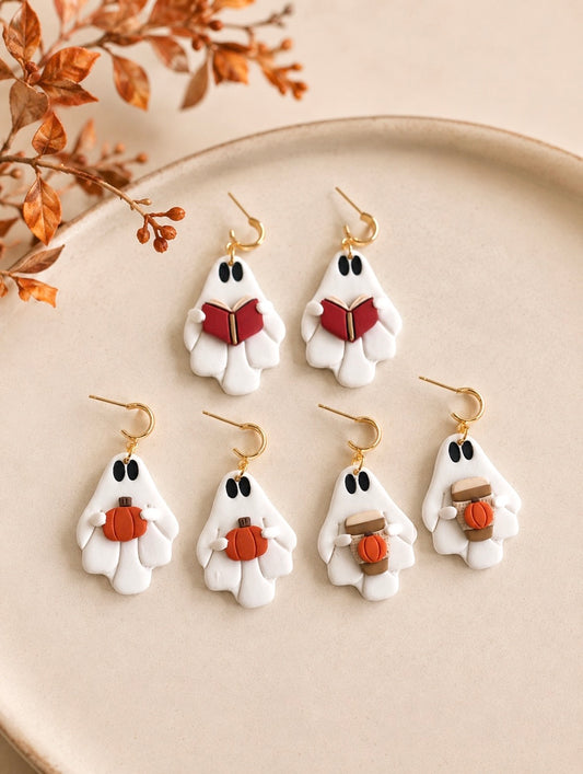 Ghost Dangles | Book Ghost | Pumpkin Ghost | Latte Ghost