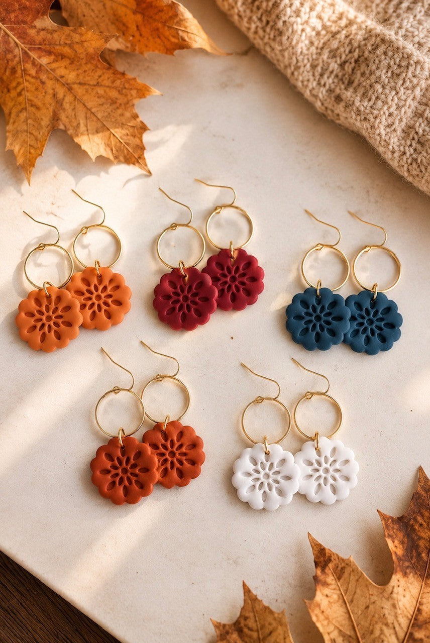 Harvest Bloom Dangles | Orange | Cinnamon | Wine | Navy Blue | White