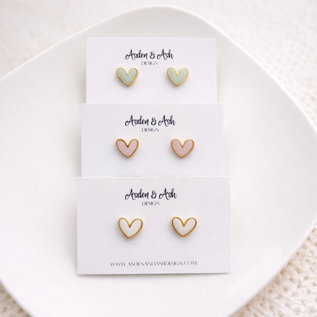 Gold Trimmed Hearts | Mint Green | Pink | White