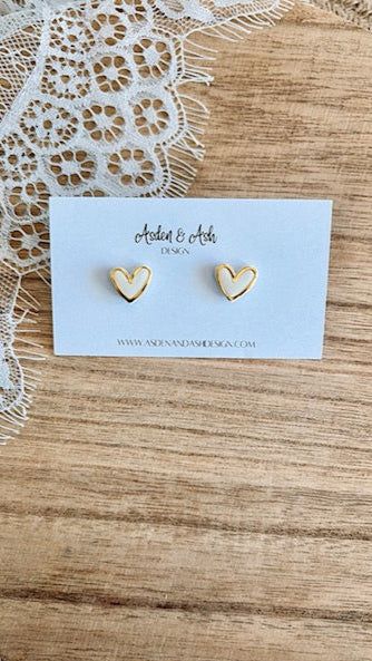 White Gold Trimmed Hearts