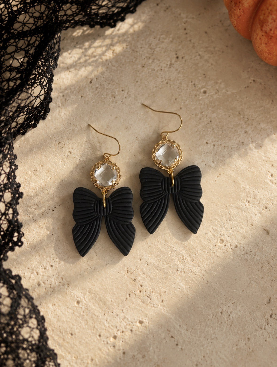 Vintage Black Bow Dangles