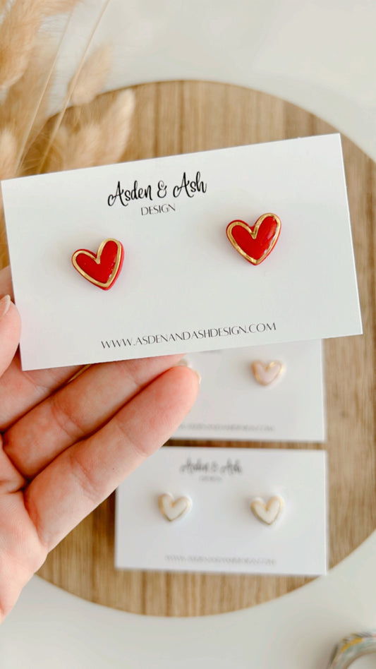 Gold Trimmed Hearts | Red | Pale Pink | White