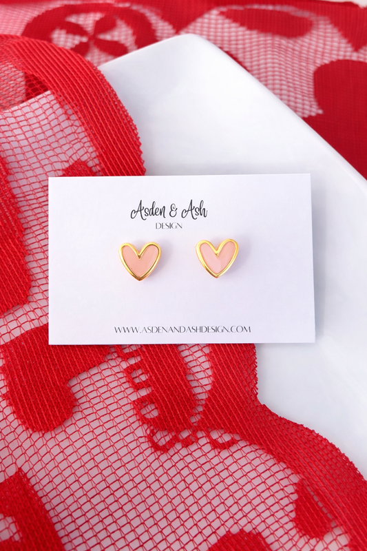 Gold Trimmed Hearts | Red | Pink