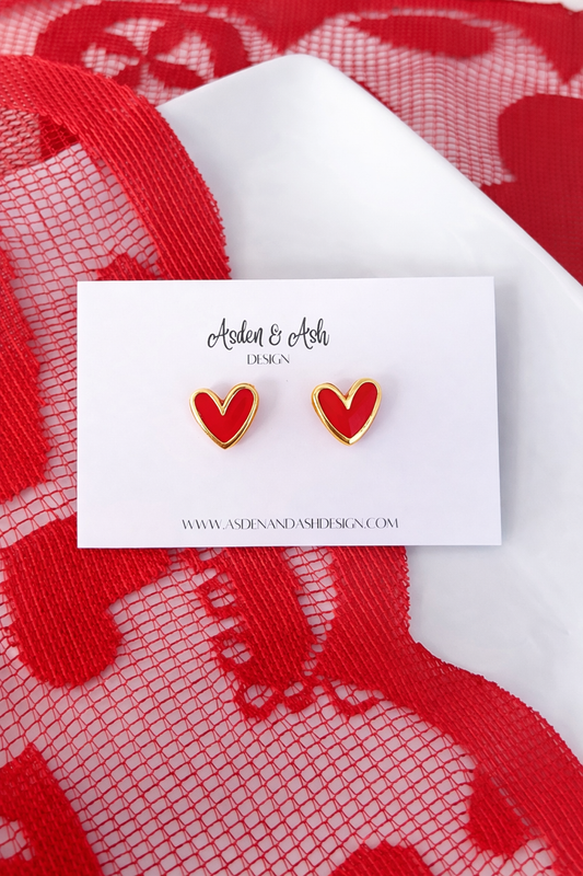 Gold Trimmed Hearts | Red | Pink