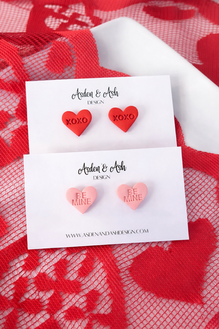 Valentine Heart Studs | XOXO | BE MINE